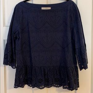 New with tag navy eyelet top